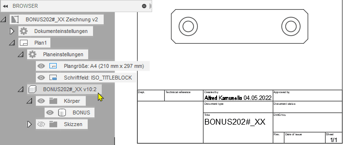 Datei:Software CAD - Fusion-Tutorial - BONUS - Zeichnungsansichten - Erstansicht platziert.gif