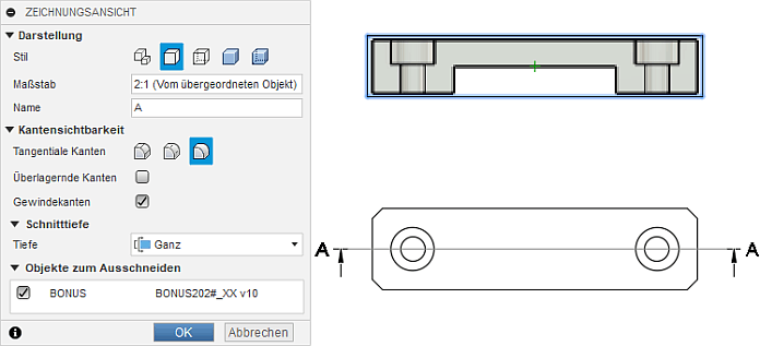 Datei:Software CAD - Fusion-Tutorial - BONUS - Zeichnungsansichten - Schnittansicht Dialog.gif