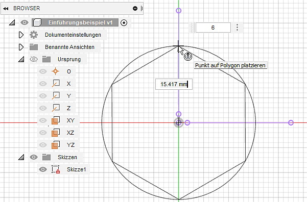 Software CAD - Fusion-Tutorial - Distanzstueck - Polygon Punktfang.gif