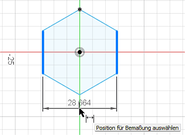 Software CAD - Fusion-Tutorial - Distanzstueck - Sechseck-Skizze Bemaszungsposition.gif
