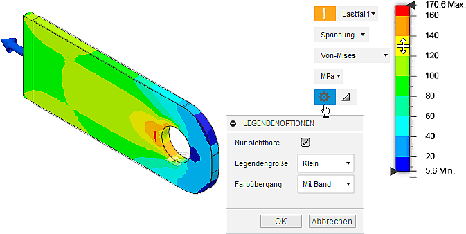 Datei:Software CAD - Tutorial - 2D Komponente - Belastung - Belastungsanalyse - Ergebnisse Legendenteilung2.gif