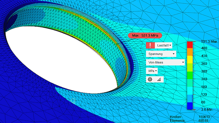 Datei:Software CAD - Tutorial - 2D Komponente - Belastung - Belastungsanalyse - Fasen - Spannungsverlauf.gif