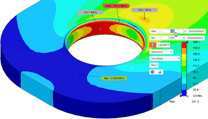 Software CAD - Tutorial - 2D Komponente - Belastung - Vergleichsspannung - um Einspannung manuell.gif