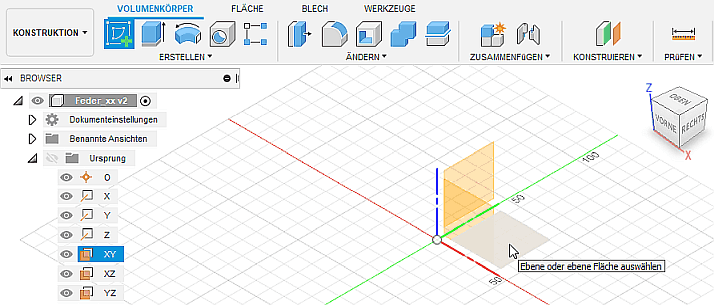 Datei:Software CAD - Tutorial - Analyse - Fusion 360 - Basis-Skizze in XZ-Ebene.gif