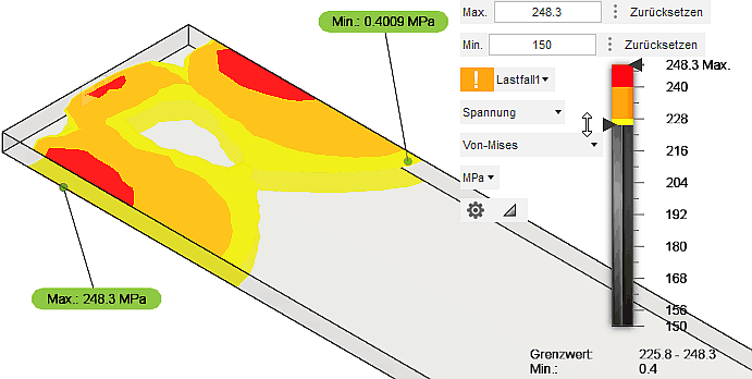 Software CAD - Tutorial - Analyse - Fusion 360 - Simulation Statisch Legendenbereich ausblenden.gif