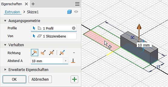 Datei:Software CAD - Tutorial - BONUS - Basiselement Extrusion Profilwahl.gif