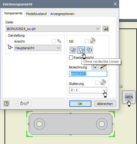Software CAD - Tutorial - BONUS - Zeichnungsansichten - Erstansicht konfigurieren.gif