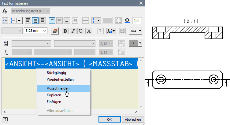 Software CAD - Tutorial - BONUS - Zeichnungsansichten - Schnittansicht Text entfernen.gif