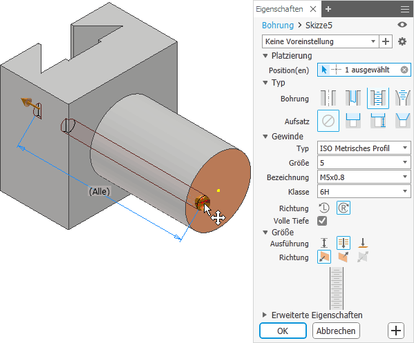 Software CAD - Tutorial - Bauteil - platzierte elemente - bohrungsdialog.gif