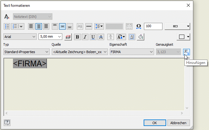 Software CAD - Tutorial - Bauteil - schriftfeld feldtext formatieren.gif