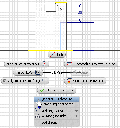 Software CAD - Tutorial - Bauteil - skizzierte elemente - zylinder skizze durchmesser.gif