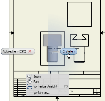Software CAD - Tutorial - Bauteil - zeichnungsansichten - positionieren parallelansichten.gif