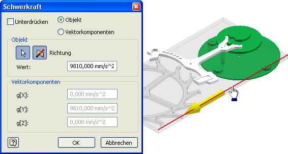 Software CAD - Tutorial - Dynamik - Uhrenbaugruppe - Modell-Schwerkraft.gif