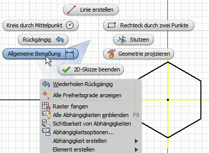 Datei:Software CAD - Tutorial - Intro - Distanzstueck-Sechseck-Skizze Bemaszung.gif