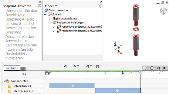Datei:Software CAD - Tutorial - Intro - Distanzstueck - Baugruppe - Praesentation - Drehbuch mit Verschiebungen.gif