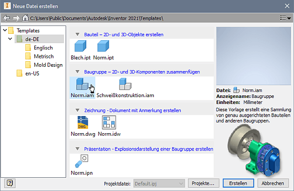 Datei:Software CAD - Tutorial - Intro - Distanzstueck - Baugruppe - neue Datei.gif