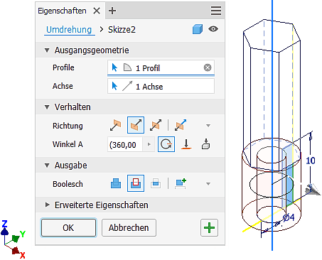 Datei:Software CAD - Tutorial - Intro - Distanzstueck - Drehskizze Element erzeugen.gif