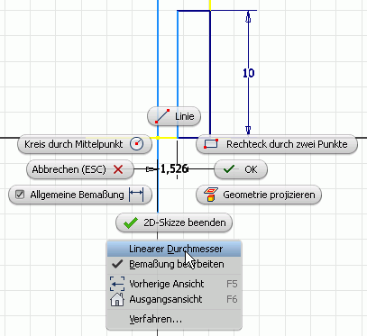 Datei:Software CAD - Tutorial - Intro - Distanzstueck - Drehskizze Linearer Zapfendurchmesser.gif