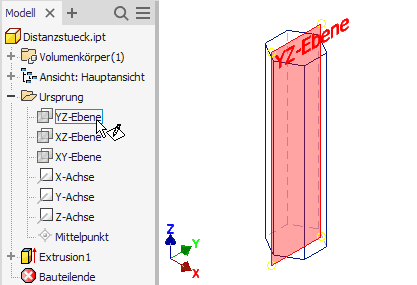 Software CAD - Tutorial - Intro - Distanzstueck - Drehskizze in YZ.gif