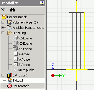 Datei:Software CAD - Tutorial - Intro - Distanzstueck - Drehskizze mit proj Geometrie.gif