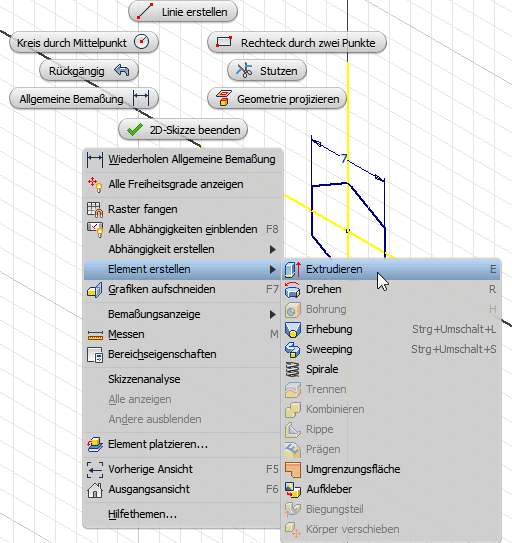 Software CAD - Tutorial - Intro - Distanzstueck - Kontextmenue Element erstellen.gif