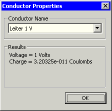 Datei:Software FEMM - Elektrostatik - Netz und Berechnung conductor props.gif