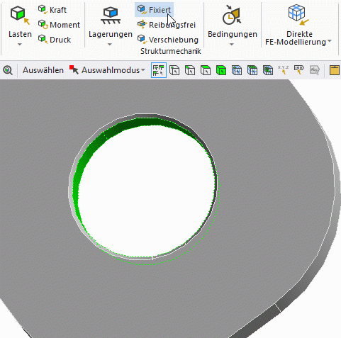 Datei:Software FEM - Tutorial - 2D-Bauteil - Ansys - Randbedingungen Lochrand.gif