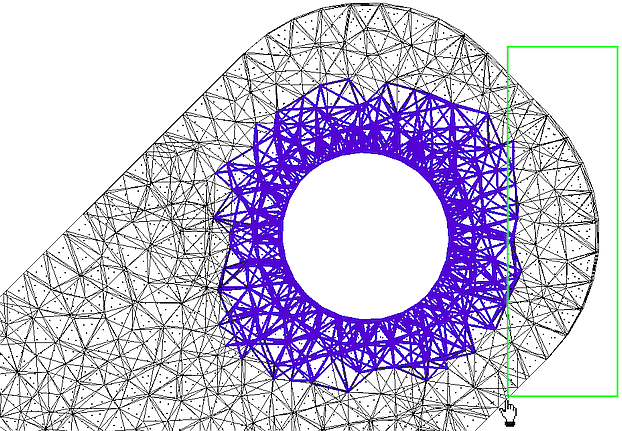 Datei:Software FEM - Tutorial - 2D-Bauteil - Tetraederverfeinerung - Elementpicking-Kreisformung.gif