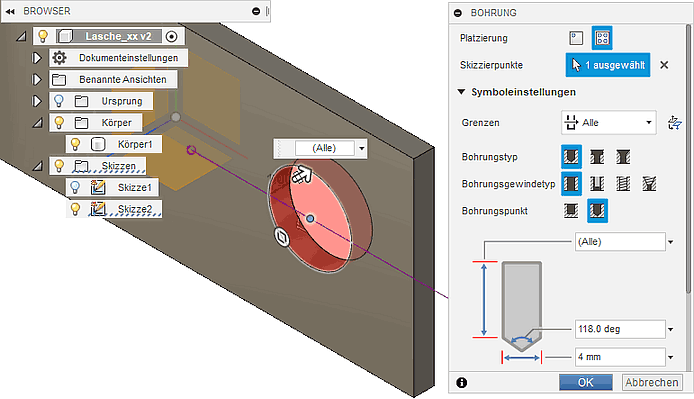 Datei:Software FEM - Tutorial - 2D Komponente - Bauteil-Bohrung - Erstellen.gif