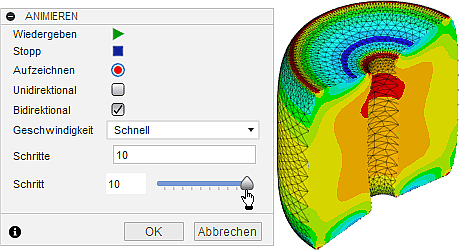 Datei:Software FEM - Tutorial - 3D-Baugruppe - CAD-Belastungsanalyse Postprocessing Animation konfigurieren.gif