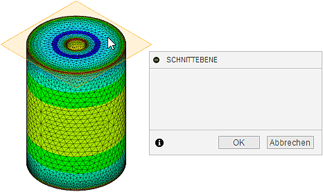 Datei:Software FEM - Tutorial - 3D-Baugruppe - CAD-Belastungsanalyse Postprocessing Schnittebene Ausgangslage waehlen.gif