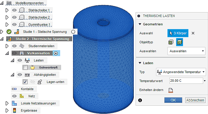 Datei:Software FEM - Tutorial - 3D-Baugruppe - CAD-Belastungsanalyse Thermische Spannung angewendete Temperatur.gif