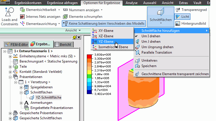 Datei:Software FEM - Tutorial - 3D-Mechanik - MP - Ergebnisse Schnittprofilebene hinzufuegen.gif