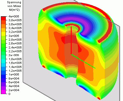 Datei:Software FEM - Tutorial - 3D-Mechanik - MP - Gummi-Mises Mittenknoten komplett.gif
