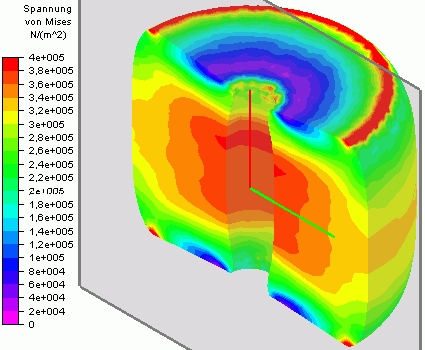 Datei:Software FEM - Tutorial - 3D-Mechanik - MP - Gummi-Mises Mittenknoten nur in Stahl.gif