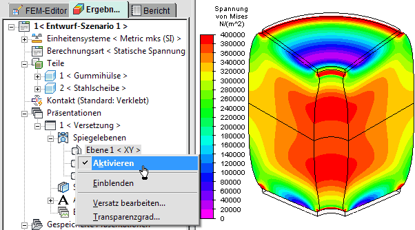 Datei:Software FEM - Tutorial - 3D-Mechanik - MP - Netz-Entfaltung Volumen Modell Streckenlast Mises.gif