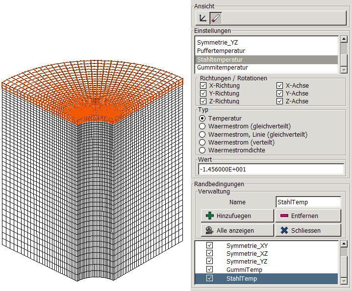 Datei:Software FEM - Tutorial - 3D-Mechanik - Z88 - Hexaeder-Netz StahlTemp Abhaengigkeit.gif