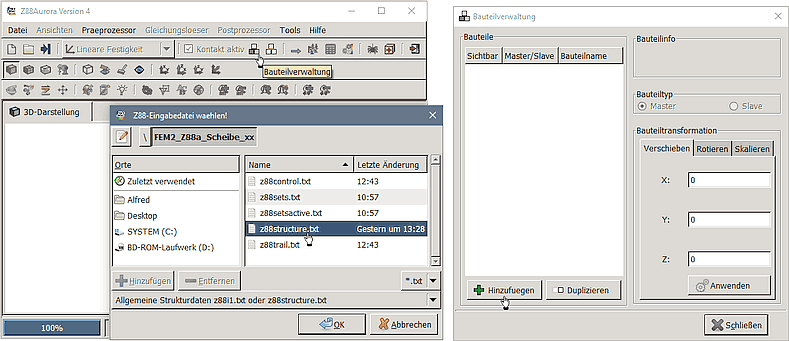 Datei:Software FEM - Tutorial - 3D-Mechanik - Z88 - Zusammenbau Scheibe hinzufuegen.gif