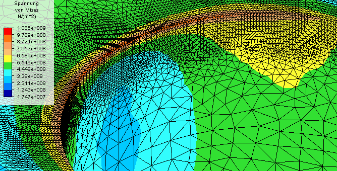 Software FEM - Tutorial - Belastung - Multiphysics - Spielpassung - 3D-Netz kantenfein Mises.gif