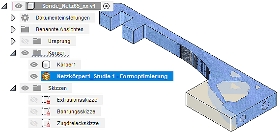 Datei:Software FEM - Tutorial - Topologie-Optimierung Fusion-Formoptimierung-Ergebnisnetz65 in Konstruktion.gif