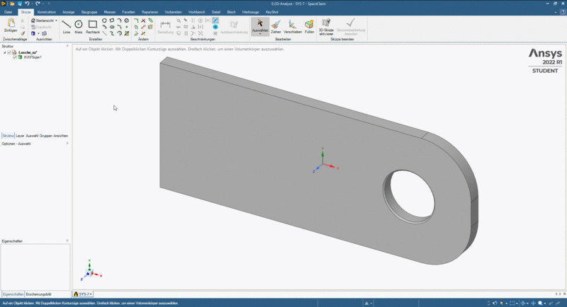 Software FEM - Tutorial - 2D-Bauteil - Ansys - 2D-Ableitung SpaceClaim.gif