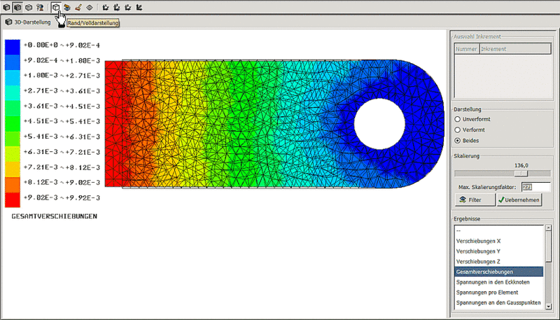 Datei:Software FEM - Tutorial - 2D-Bauteil - Postprozessor Deformation Gesamtverschiebung.gif