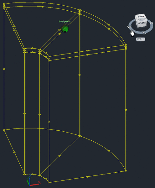 Datei:Software FEM - Tutorial - 3D-Mechanik - Z88 - Hexaeder-Netz AutoCAD Drehung alle Knotenpunkte.gif